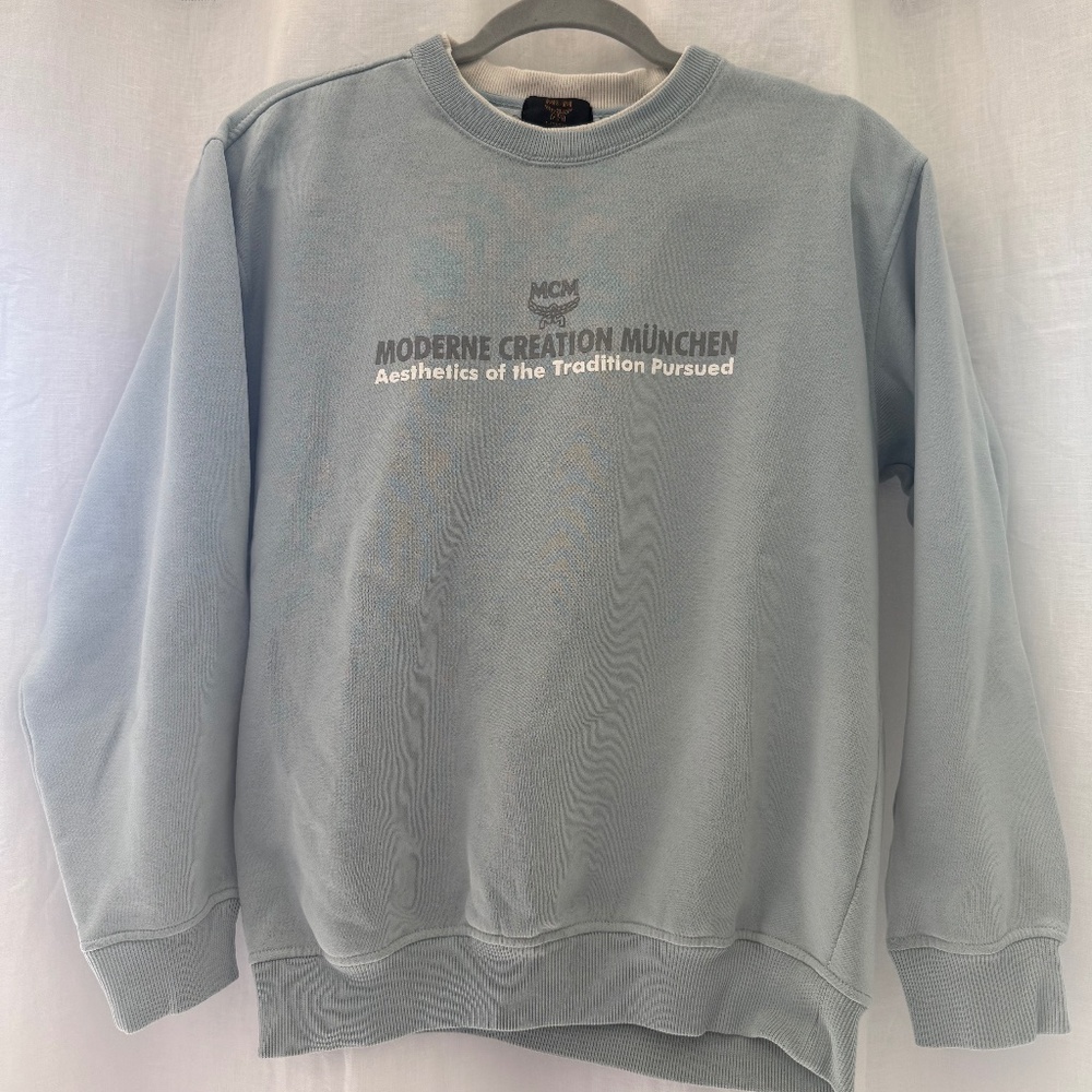 MCM Moderne Creation München Crewneck Sweatshirt | Baby Blue | Size S